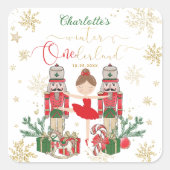 Nutcracker Winter Onederland 1st Birthday Red Vierkante Sticker (Voorkant)