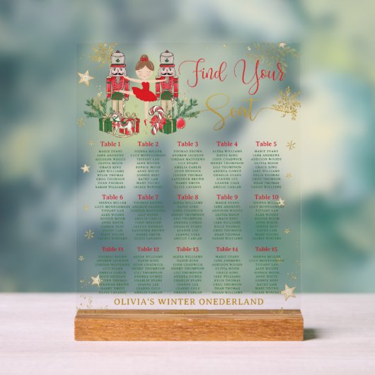 Nutcracker Winter Onederland 1st Birthday Seating  Acryl Bord (Neutraal)