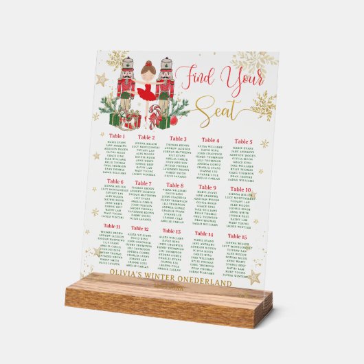 Nutcracker Winter Onederland 1st Birthday Seating  Acryl Bord (Hoek)