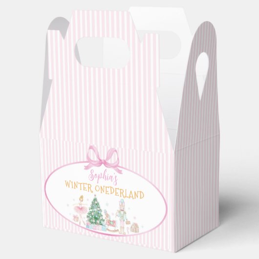 Nutcracker Winter Onederland Pink Bow Birthday Bedankdoosjes (Geopend)