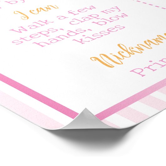 Nutcracker Winter Pink Bow Birthday Milestone Sign Poster (Hoek)