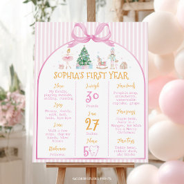 Nutcracker Winter Pink Bow Birthday Milestone Sign Poster