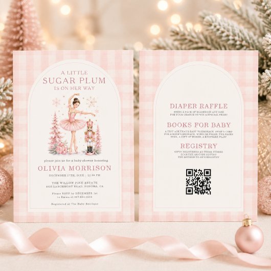 Nutcracker Winter Wonderland QR Code Baby Shower Kaart