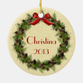 Nutcracker WreatCustom Round-kerstversiering Keramisch Ornament (Achterkant)