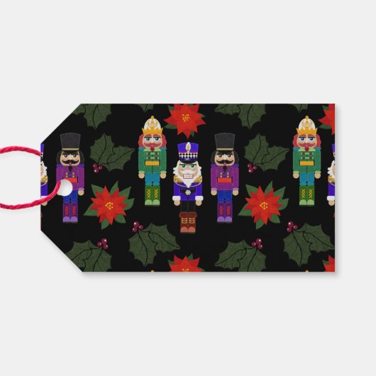 Nutcrackers Christmas Gift Bag Cadeaulabel (Achterkant Horizontaal)