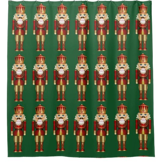 Nutcrackers Fun Kerstfeestay Red Green Gold S Douchegordijn (Voorkant)