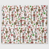 Nutcrackers Merry Christmas Red Green Roll of Cadeaupapier (Vlak)
