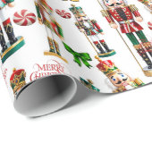 Nutcrackers Merry Christmas Red Green Roll of Cadeaupapier (Rol Hoek)