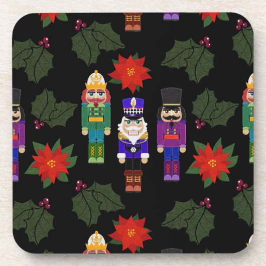 Nutcrackers Soldiers Faux Felt Style Whimsical Bier Onderzetter (Voorkant)