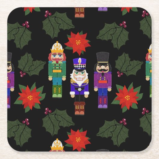 Nutcrackers Soldiers Faux Felt Style Whimsical Kartonnen Onderzetters (Voorkant)