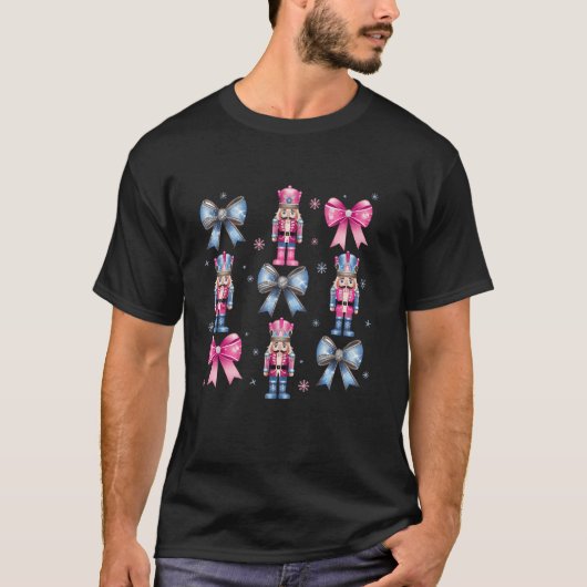 Nutcrackers Squad Coquette Bow Ballet Roze Kerst T-shirt (Voorkant)