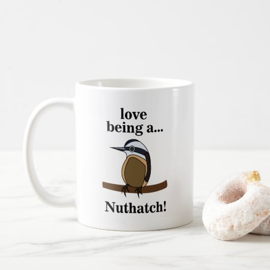 Nuthatch Bird Backyard Birder Birdwatcher Koffiemok (Met donut)