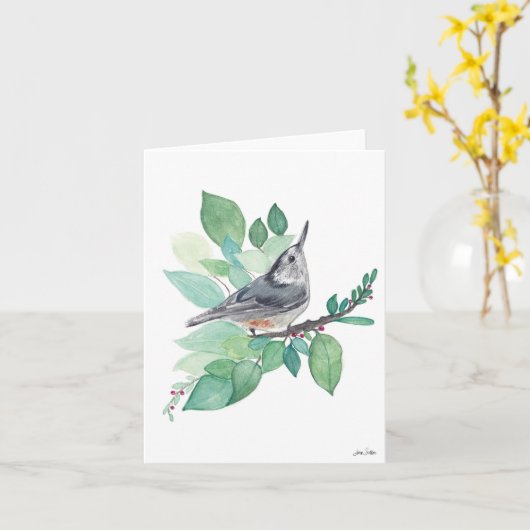 Nuthatch Bird Kaart (Gele Bloem)