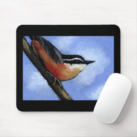NUTHATCH IN OLIEPASTEL: MOUSEPAD MUISMAT (Met muis)