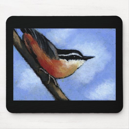 NUTHATCH IN OLIEPASTEL: MOUSEPAD MUISMAT (Voorkant)