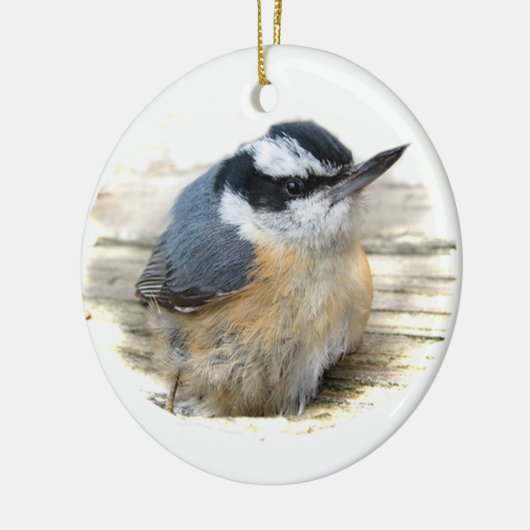 Nuthatch kerstversier keramisch ornament (Links)