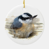 Nuthatch kerstversier keramisch ornament (Achterkant)