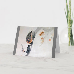 Nuthatch klimt door een boom, Watanabe Seitei Kaart