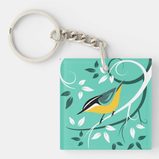 Nuthatch Kunst Sleutelhanger (Voorkant)
