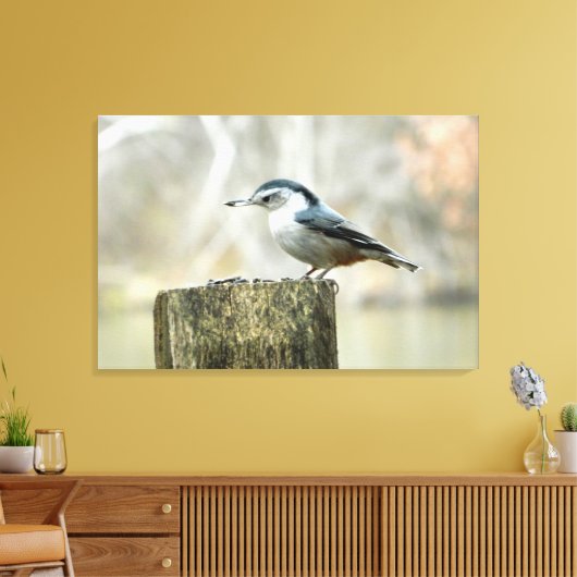 Nuthatch met Zonnebloempitten Natuur Print (Insitu (Woonkamer))