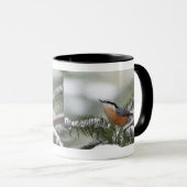 Nuthatch op Snowy Branch in Winter Mok (Voorkant rechts)