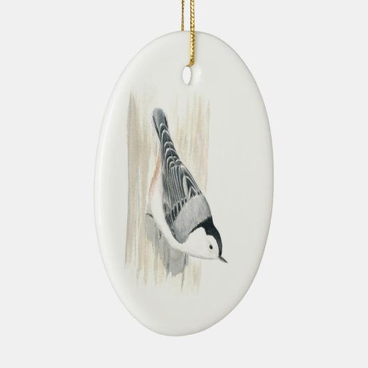 Nuthatch Ornament, met witte borstkas Keramisch Ornament (Rechts)