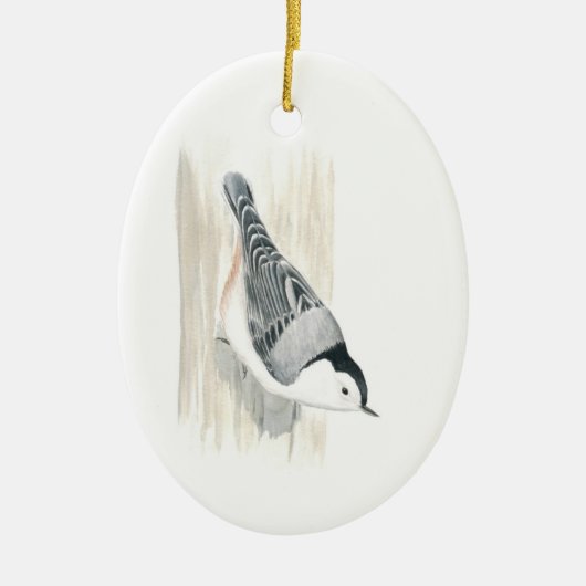Nuthatch Ornament, met witte borstkas Keramisch Ornament (Voorkant)