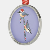 Nuthatch Santa Metalen Ornament (Links)