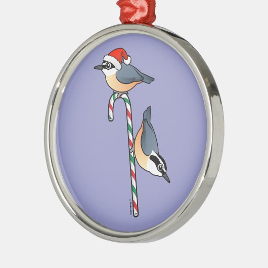 Nuthatch Santa Metalen Ornament (Links)