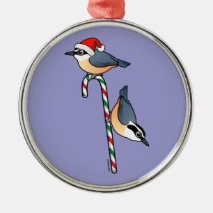 Nuthatch Santa Metalen Ornament