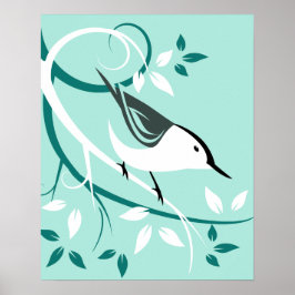 Nuthatch Stylized Bird Design Poster