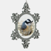 Nuthatch Tin Sneeuwvlok Ornament (Links)