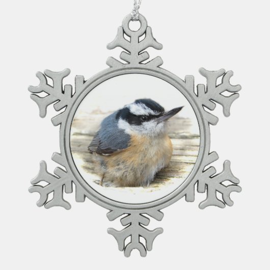 Nuthatch Tin Sneeuwvlok Ornament (Voorkant)