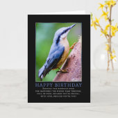 Nuthatch Verjaardag Wenskaart Kaart (Gele Bloem)