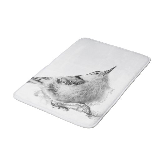 Nuthatch, White Bird fotografie Badmat (Gekanteld)