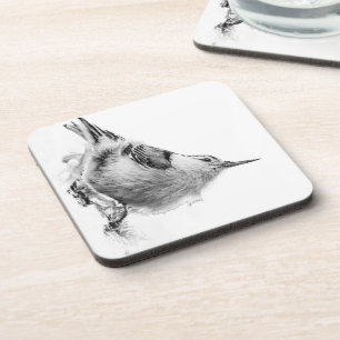Nuthatch, White Bird fotografie Bier Onderzetter