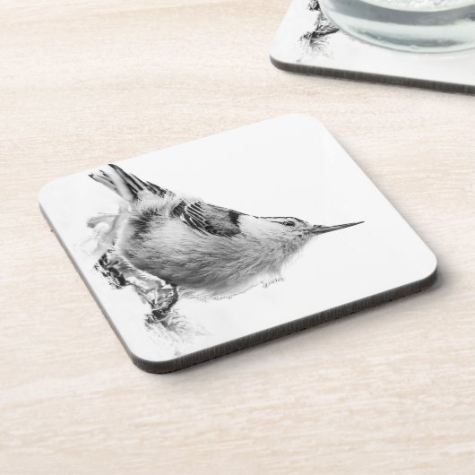 Nuthatch, White Bird fotografie Bier Onderzetter (Linkerzijde)