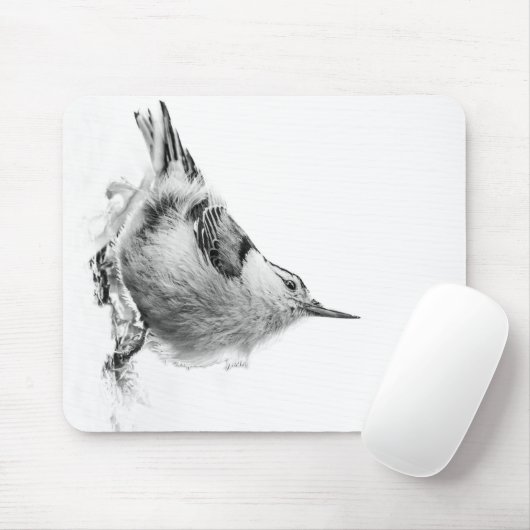Nuthatch, White Bird fotografie Muismat (Met muis)