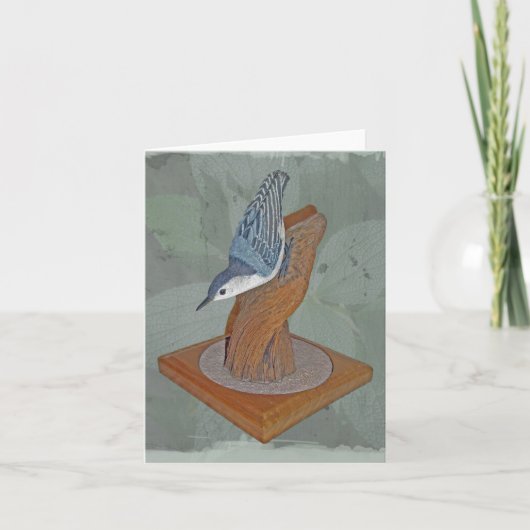 Nuthatch Woodcarving Note Kaart (Voorkant)