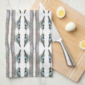 Nuthatches Wit Blauw Keuken Handdoeken (Quarter Fold)