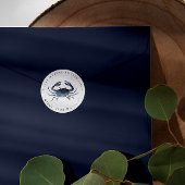 Nutical Blue Crab Return-adres Ronde Sticker