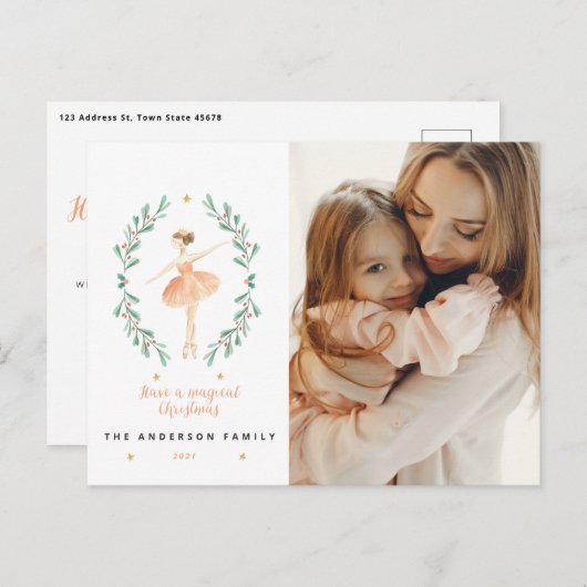 Nutkraker ballerina botanica 1 foto Kerstmis Briefkaart (Voorkant / Achterkant)