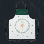 Nutkraker ballerina botanisch schattig kerstmeisje schort<br><div class="desc">Nutkraker waterverf ballerina botanische kerstcadeautjes voor kerstfeestdagen,  roze vakantiespron.</div>