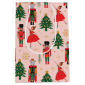 Nutkraker & Ballerina Cute Pink Kerstmis Medium Cadeauzakje (Voorkant)