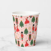 Nutkraker & Ballerina Cute Pink Kerstmis Papieren Bekers (Achterkant)