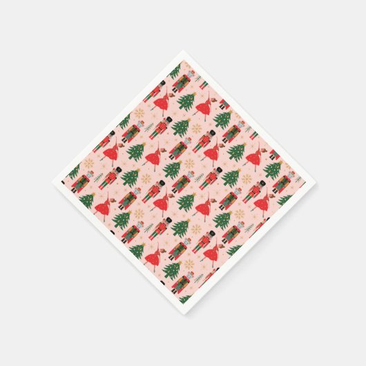 Nutkraker & Ballerina Cute Pink Kerstmis Servet (Hoek)