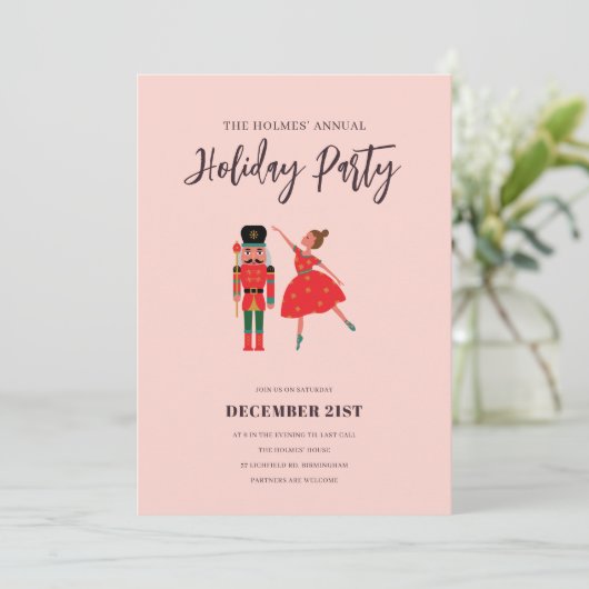 Nutkraker Ballerina jaarlijkse kerstfeest Kaart (Staand voorkant)