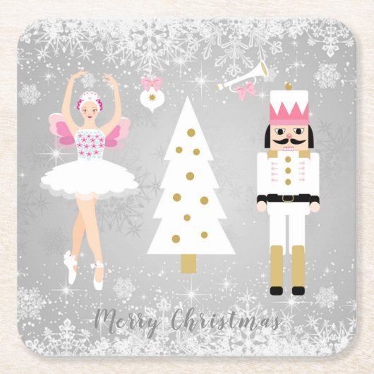 Nutkraker, ballerina, kerstboom kartonnen onderzetters (Voorkant)