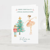 Nutkraker Ballerina Kleindochter Kerstmis Feestdagen Kaart (Voorkant)
