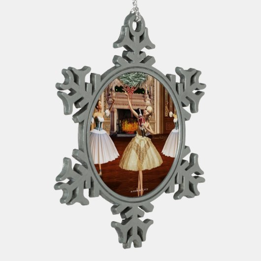 Nutkraker Ballerina Pewter Snowflake Ornament (Links)